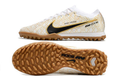 Nike Air Zoom Mercurial Vapor 15 Elite TF Low-Tops Soccer Shoes - White/Black/Gold