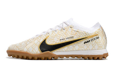 Nike Air Zoom Mercurial Vapor 15 Elite TF Low-Tops Soccer Shoes - White/Black/Gold