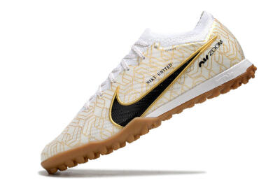 Nike Air Zoom Mercurial Vapor 15 Elite TF Low-Tops Soccer Shoes - White/Black/Gold