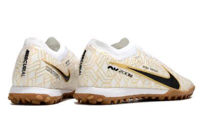 Nike Air Zoom Mercurial Vapor 15 Elite TF Low-Tops Soccer Shoes - White/Black/Gold