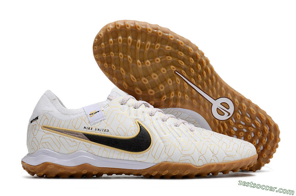 Nike Tiempo Legend 10 Pro TF Low-Tops Soccer Shoes - White/Gold/Black 0