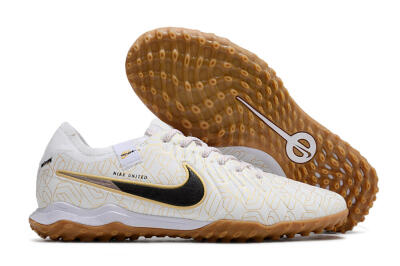 Nike Tiempo Legend 10 Pro TF Low-Tops Soccer Shoes - White/Gold/Black