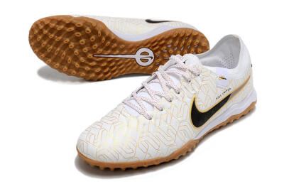 Nike Tiempo Legend 10 Pro TF Low-Tops Soccer Shoes - White/Gold/Black