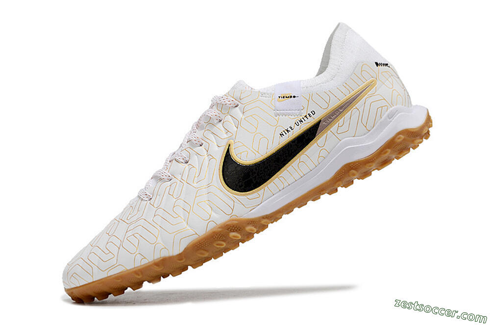 Nike Tiempo Legend 10 Pro TF Low-Tops Soccer Shoes - White/Gold/Black 5