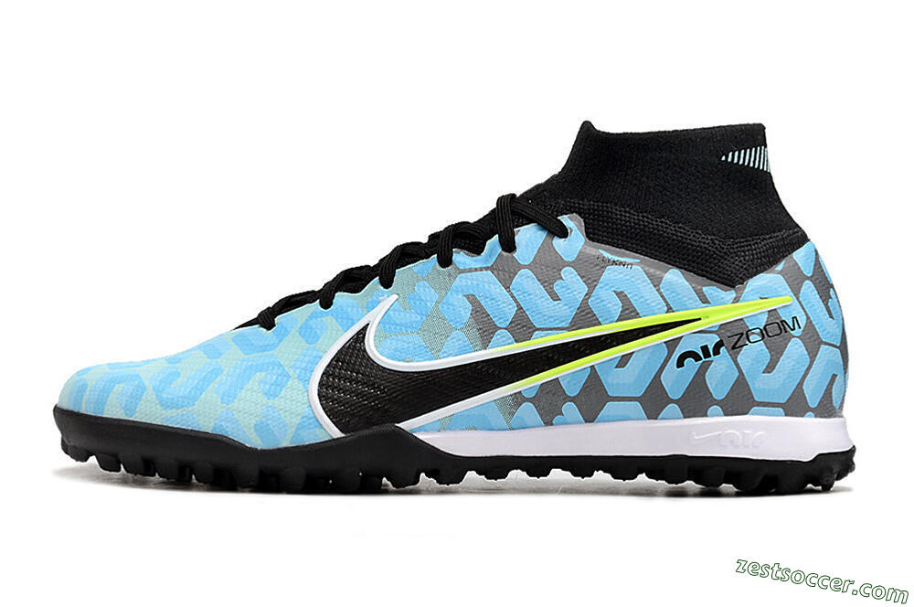 Nike Air Zoom Mercurial Superfly 9 Elite TF High-Tops Soccer Shoes - Blue/White/Black 2