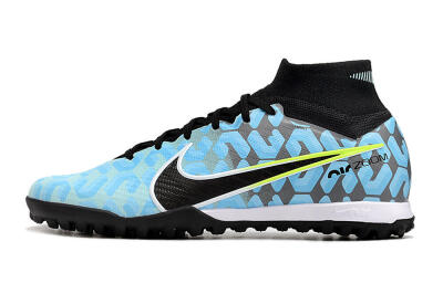 Nike Air Zoom Mercurial Superfly 9 Elite TF High-Tops Soccer Shoes - Blue/White/Black