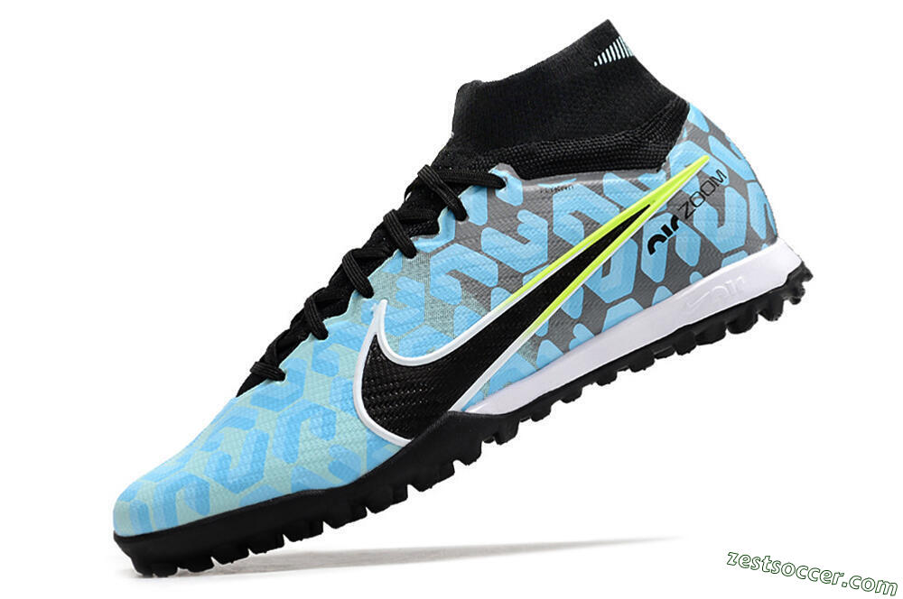 Nike Air Zoom Mercurial Superfly 9 Elite TF High-Tops Soccer Shoes - Blue/White/Black 5