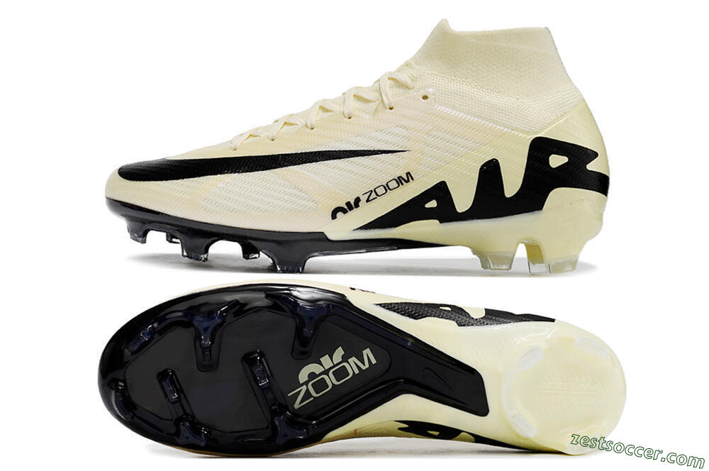 Nike Air Zoom Mercurial Superfly 9 Elite FG High-Tops Soccer Cleats - Beige/Black 1