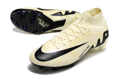 Nike Air Zoom Mercurial Superfly 9 Elite FG High-Tops Soccer Cleats - Beige/Black