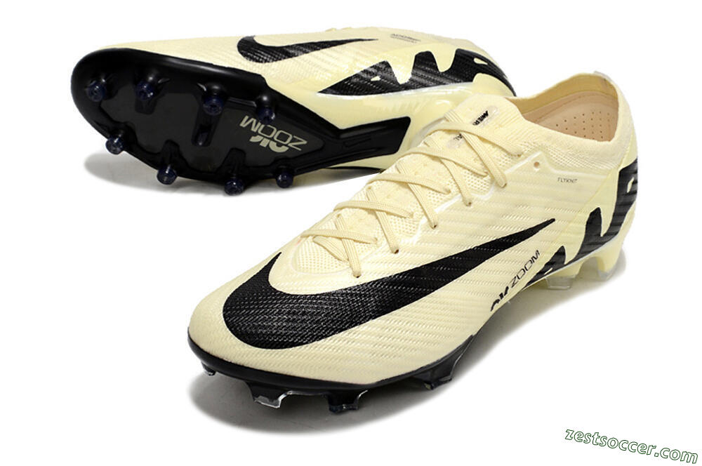 Nike Air Zoom Mercurial Vapor 15 Elite FG Low-Tops Soccer Cleats - Beige/Black 3