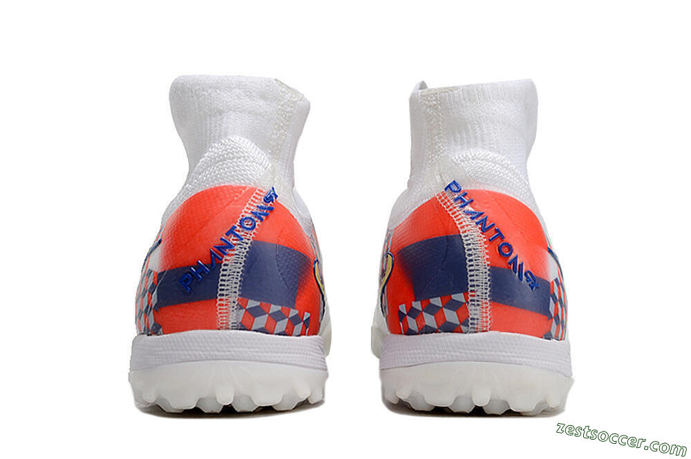 Nike Phantom Luna Elite NU TF High-Tops Soccer Shoes - White/Red/Yellow/Blue 6