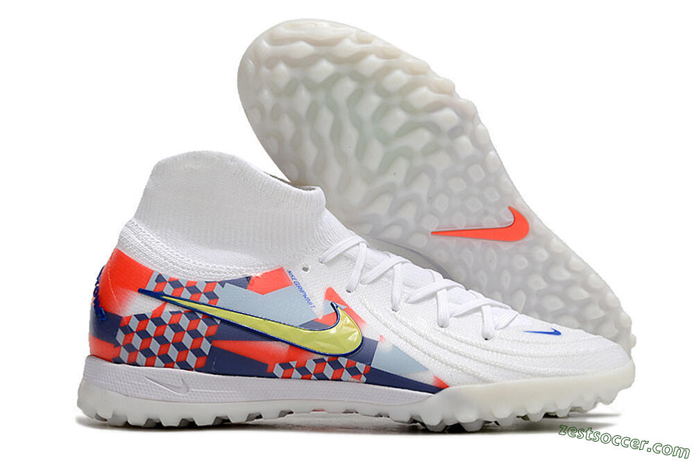 Nike Phantom Luna Elite NU TF High-Tops Soccer Shoes - White/Red/Yellow/Blue 0