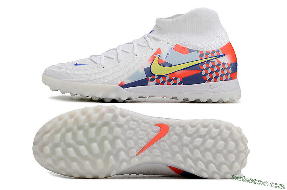 Nike Phantom Luna Elite NU TF High-Tops Soccer Shoes - White/Red/Yellow/Blue 1