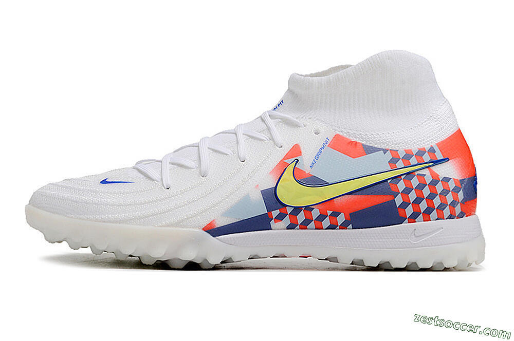 Nike Phantom Luna Elite NU TF High-Tops Soccer Shoes - White/Red/Yellow/Blue 2