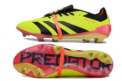 Adidas Predator Elite Foldover Tongue FG Low-Tops Soccer Cleats - Yellow/Black/Pink