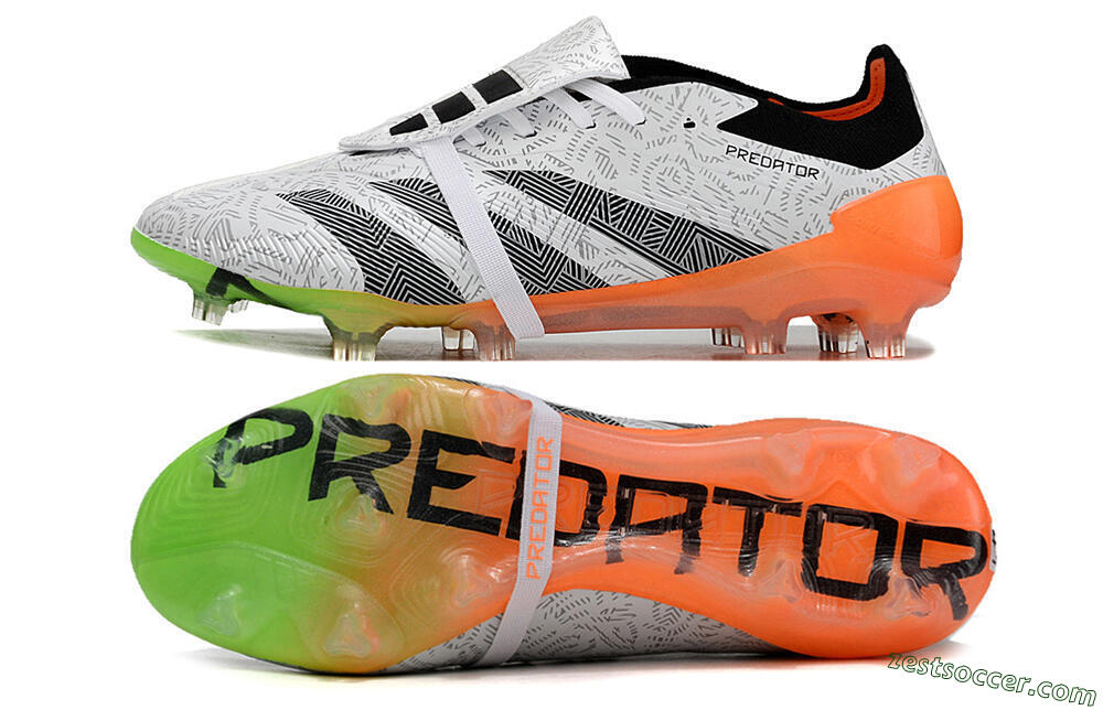 Adidas Predator Elite Foldover Tongue FG Low-Tops Soccer Cleats - White/Black/Orange 1