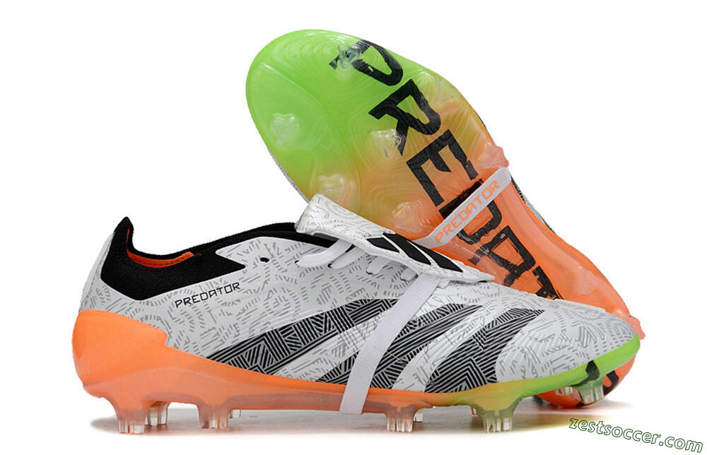 Adidas Predator Elite Foldover Tongue FG Low-Tops Soccer Cleats - White/Black/Orange 0