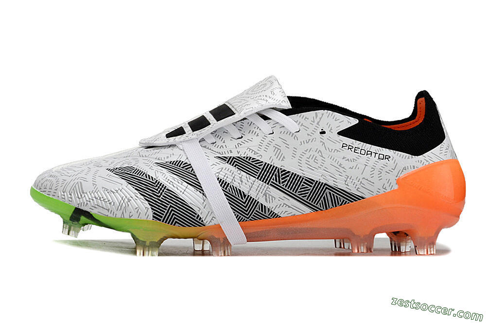 Adidas Predator Elite Foldover Tongue FG Low-Tops Soccer Cleats - White/Black/Orange 2