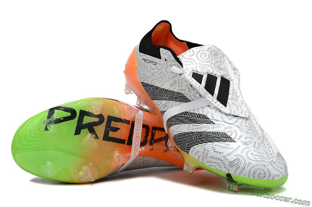Adidas Predator Elite Foldover Tongue FG Low-Tops Soccer Cleats - White/Black/Orange 3
