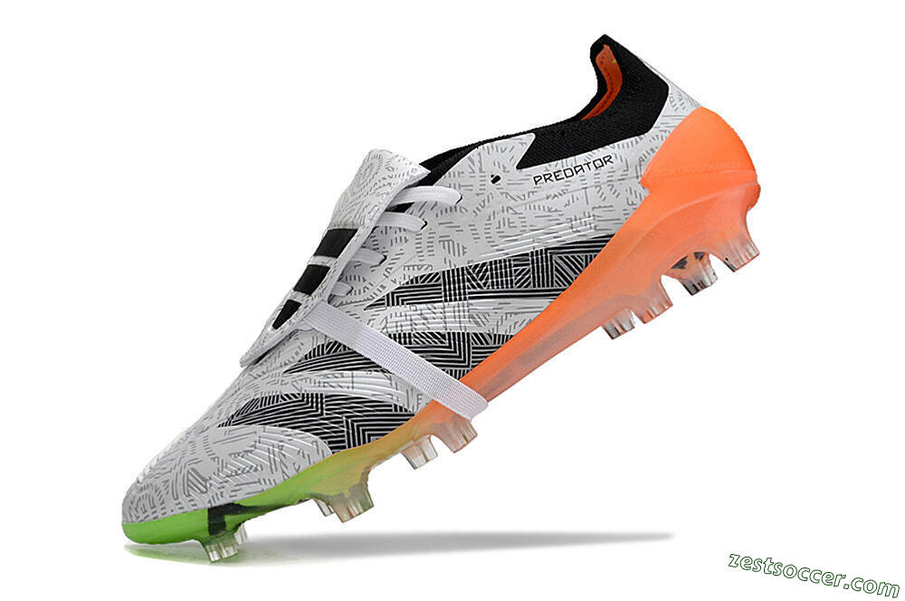 Adidas Predator Elite Foldover Tongue FG Low-Tops Soccer Cleats - White/Black/Orange 5