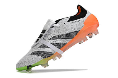 Adidas Predator Elite Foldover Tongue FG Low-Tops Soccer Cleats - White/Black/Orange