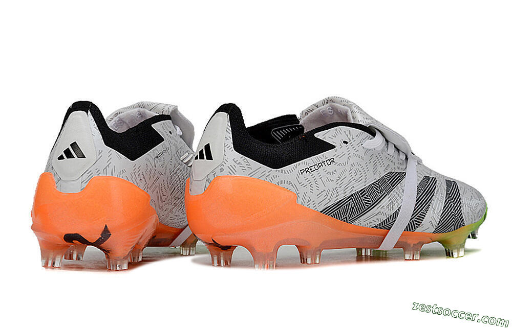 Adidas Predator Elite Foldover Tongue FG Low-Tops Soccer Cleats - White/Black/Orange 6