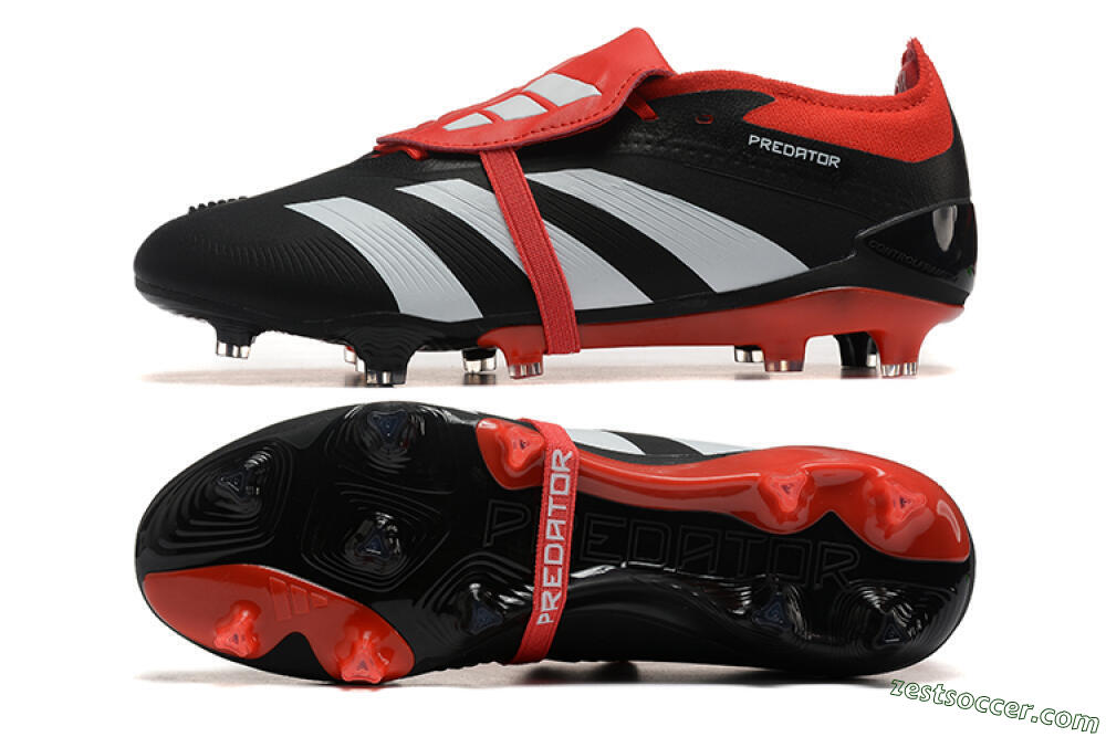 Adidas Predator Elite Foldover Tongue FG Low-Tops Soccer Cleats - Black/White/Red 1