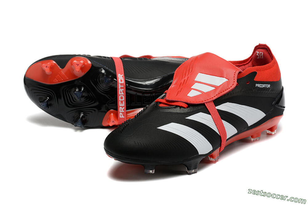 Adidas Predator Elite Foldover Tongue FG Low-Tops Soccer Cleats - Black/White/Red 3