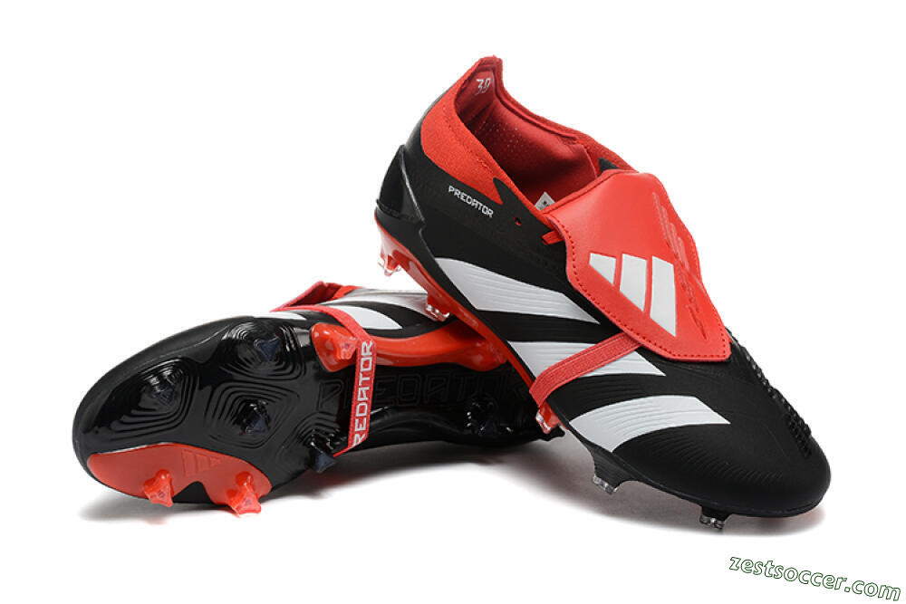 Adidas Predator Elite Foldover Tongue FG Low-Tops Soccer Cleats - Black/White/Red 4