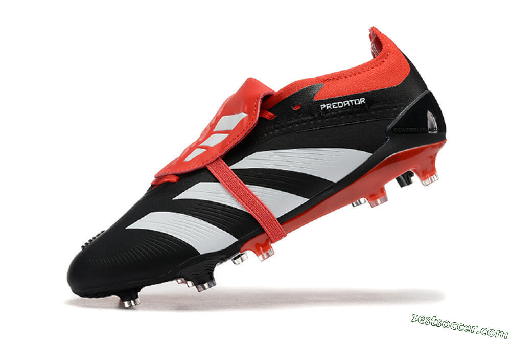 Adidas Predator Elite Foldover Tongue FG Low-Tops Soccer Cleats - Black/White/Red 8