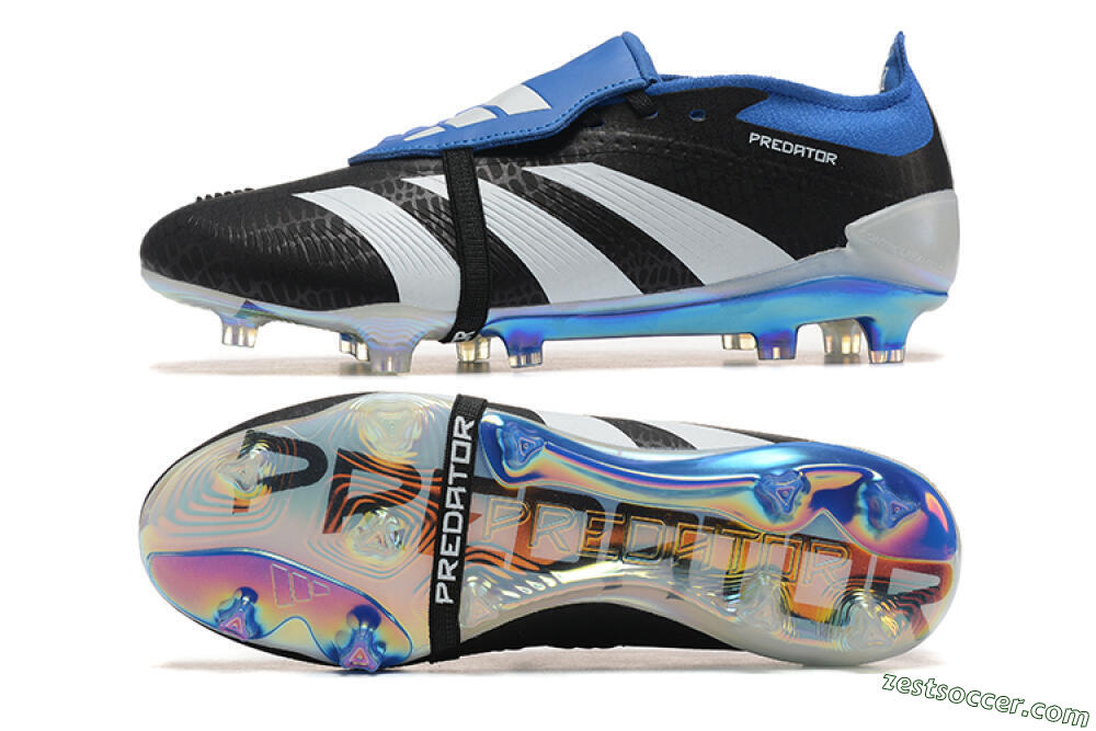 Adidas Predator Elite Foldover Tongue FG Low-Tops Soccer Cleats - Black/White/Blue 1