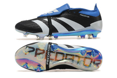 Adidas Predator Elite Foldover Tongue FG Low-Tops Soccer Cleats - Black/White/Blue