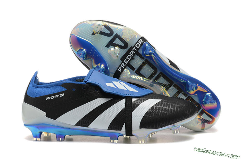 Adidas Predator Elite Foldover Tongue FG Low-Tops Soccer Cleats - Black/White/Blue 0