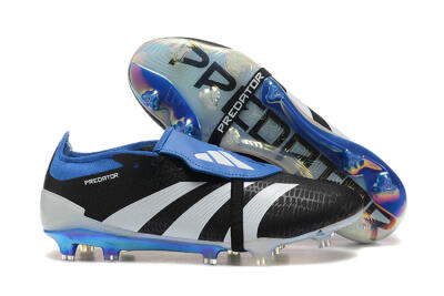 Adidas Predator Elite Foldover Tongue FG Low-Tops Soccer Cleats - Black/White/Blue