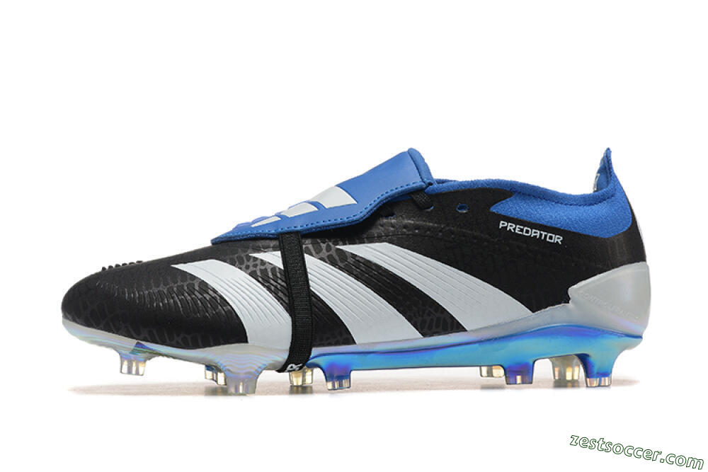Adidas Predator Elite Foldover Tongue FG Low-Tops Soccer Cleats - Black/White/Blue 2