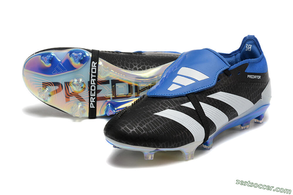 Adidas Predator Elite Foldover Tongue FG Low-Tops Soccer Cleats - Black/White/Blue 3