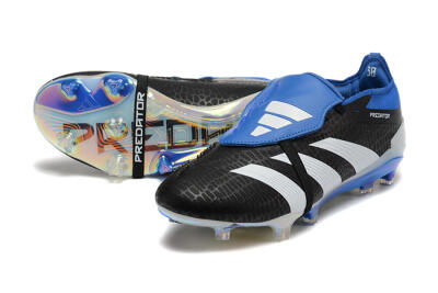 Adidas Predator Elite Foldover Tongue FG Low-Tops Soccer Cleats - Black/White/Blue