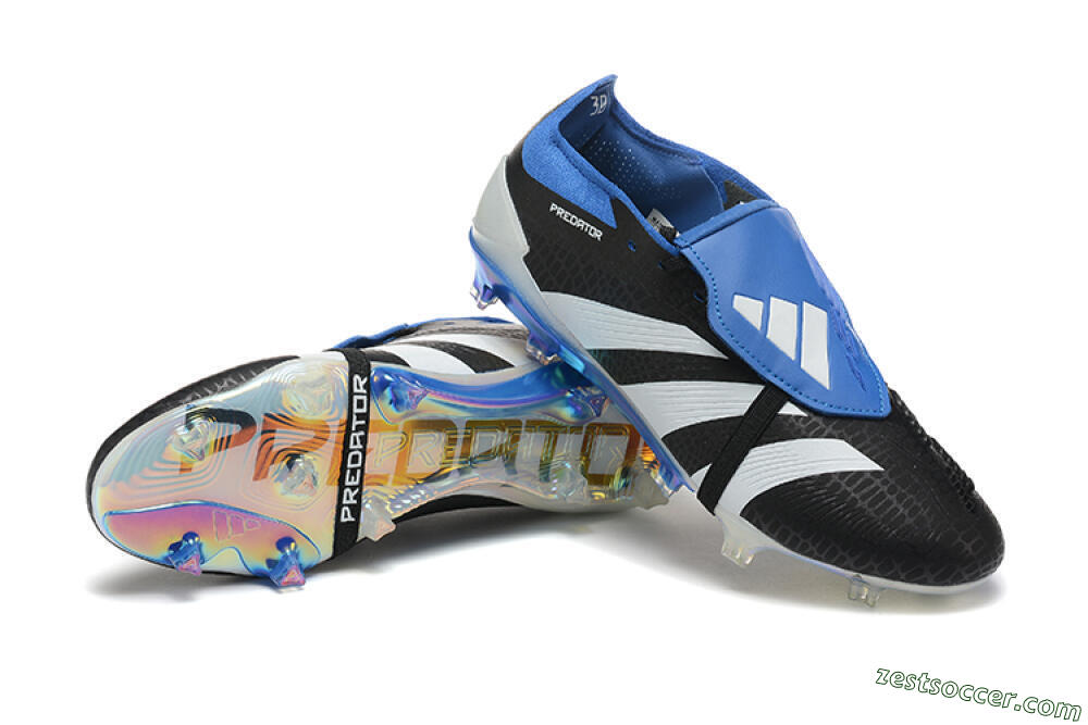 Adidas Predator Elite Foldover Tongue FG Low-Tops Soccer Cleats - Black/White/Blue 4