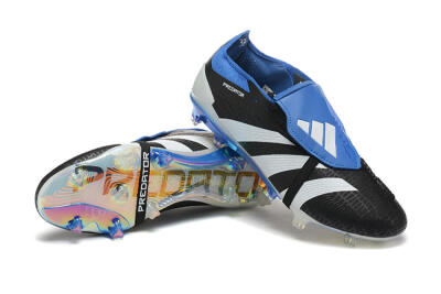 Adidas Predator Elite Foldover Tongue FG Low-Tops Soccer Cleats - Black/White/Blue