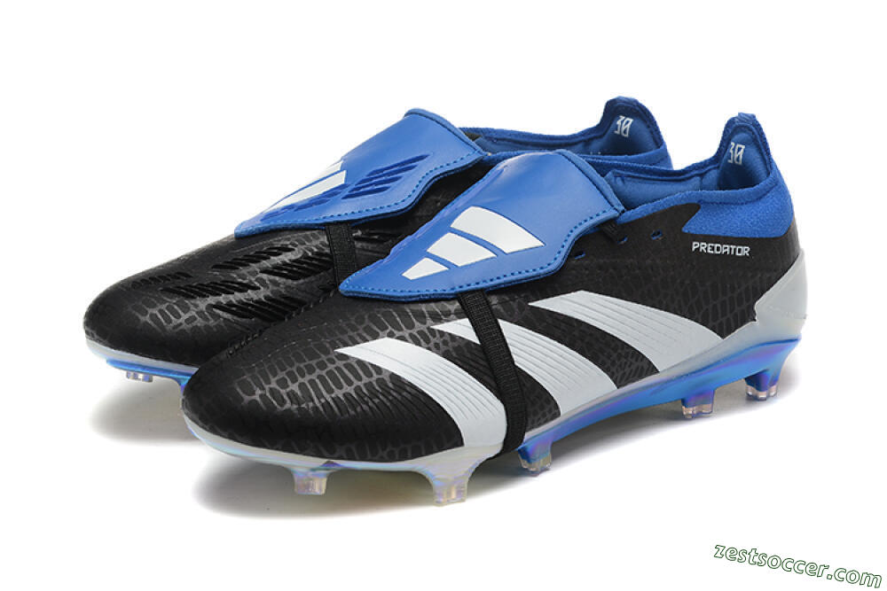 Adidas Predator Elite Foldover Tongue FG Low-Tops Soccer Cleats - Black/White/Blue 5