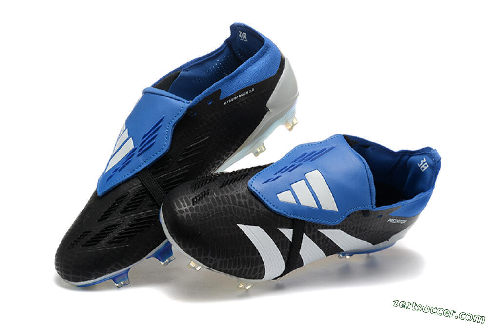 Adidas Predator Elite Foldover Tongue FG Low-Tops Soccer Cleats - Black/White/Blue 6