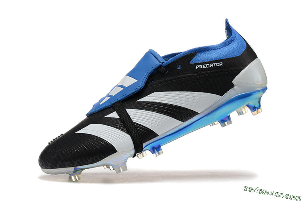 Adidas Predator Elite Foldover Tongue FG Low-Tops Soccer Cleats - Black/White/Blue 8
