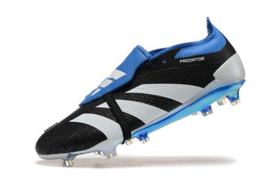 Adidas Predator Elite Foldover Tongue FG Low-Tops Soccer Cleats - Black/White/Blue