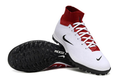 Nike Air Zoom Mercurial Superfly 9 Elite TF High-Tops Soccer Shoes - White/Black/Red