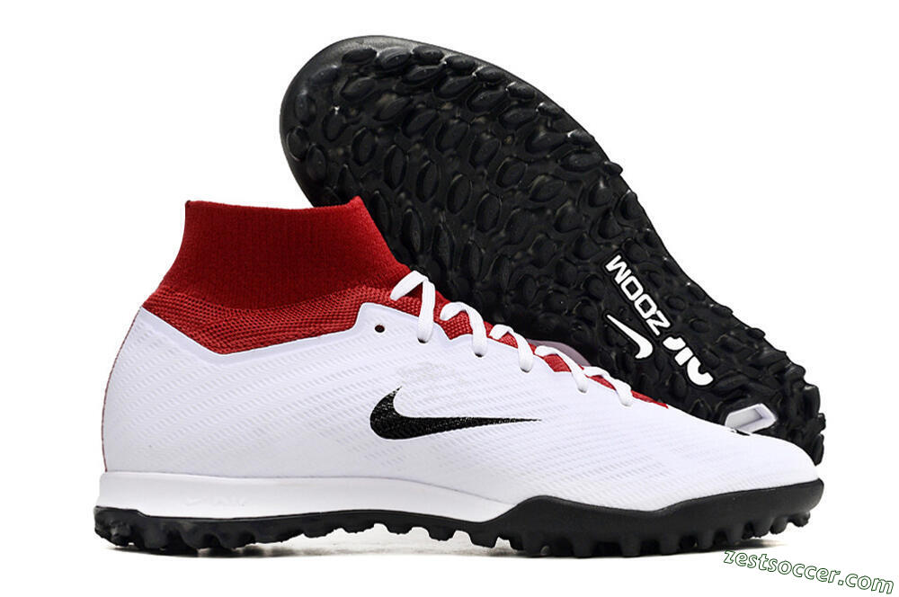 Nike Air Zoom Mercurial Superfly 9 Elite TF High-Tops Soccer Shoes - White/Black/Red 0
