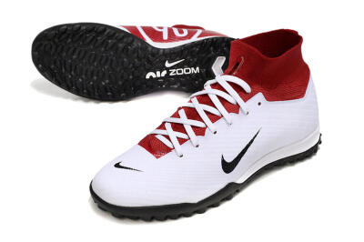 Nike Air Zoom Mercurial Superfly 9 Elite TF High-Tops Soccer Shoes - White/Black/Red
