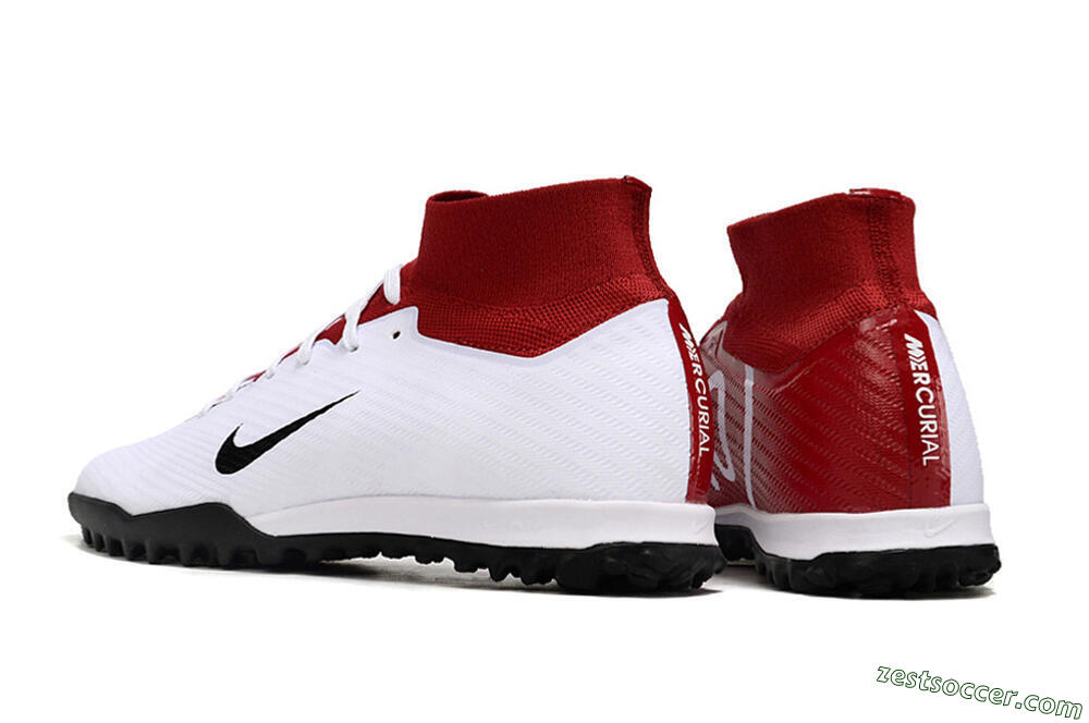 Nike Air Zoom Mercurial Superfly 9 Elite TF High-Tops Soccer Shoes - White/Black/Red 4