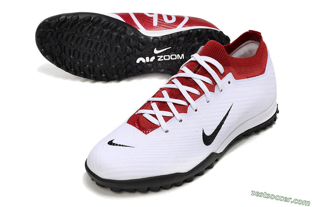 Nike Air Zoom Mercurial Vapor 15 Elite TF Low-Tops Soccer Shoes - White/Black/Red 3