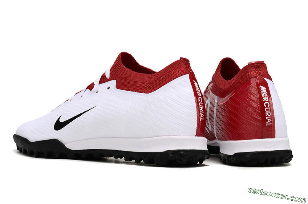 Nike Air Zoom Mercurial Vapor 15 Elite TF Low-Tops Soccer Shoes - White/Black/Red 4