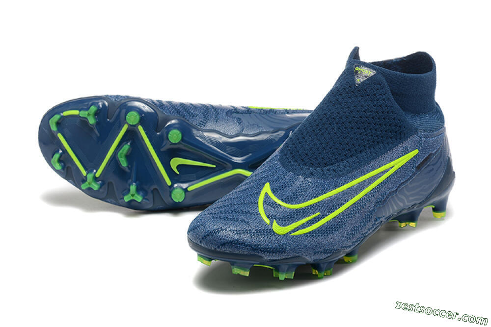 Nike Phantom GX Elite FG High-Tops Soccer Cleats - Blue/Yellow 3